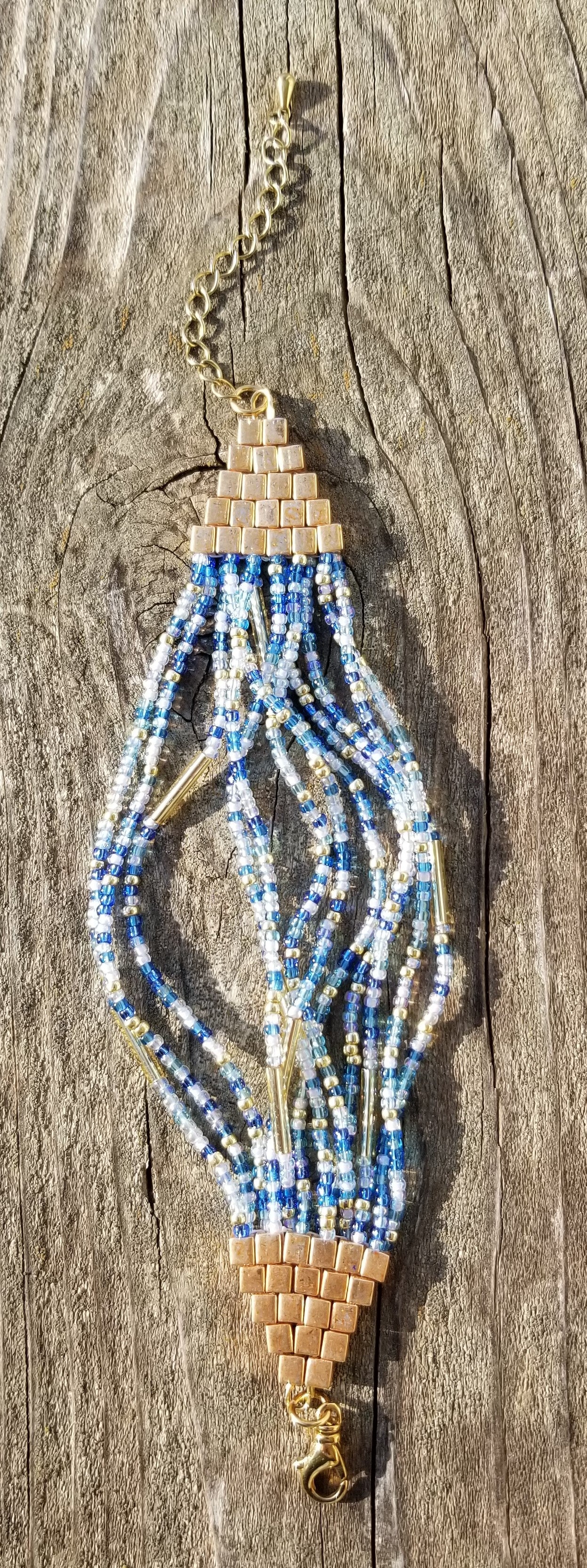 Multistrand Blue Beaded Bracelet