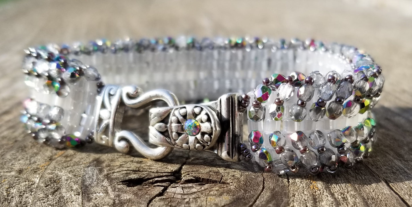 Silver Fire-Polished Bead Bracelet