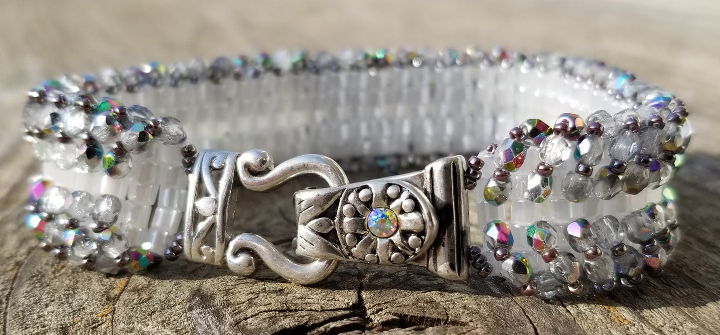 Silver Fire-Polished Bead Bracelet
