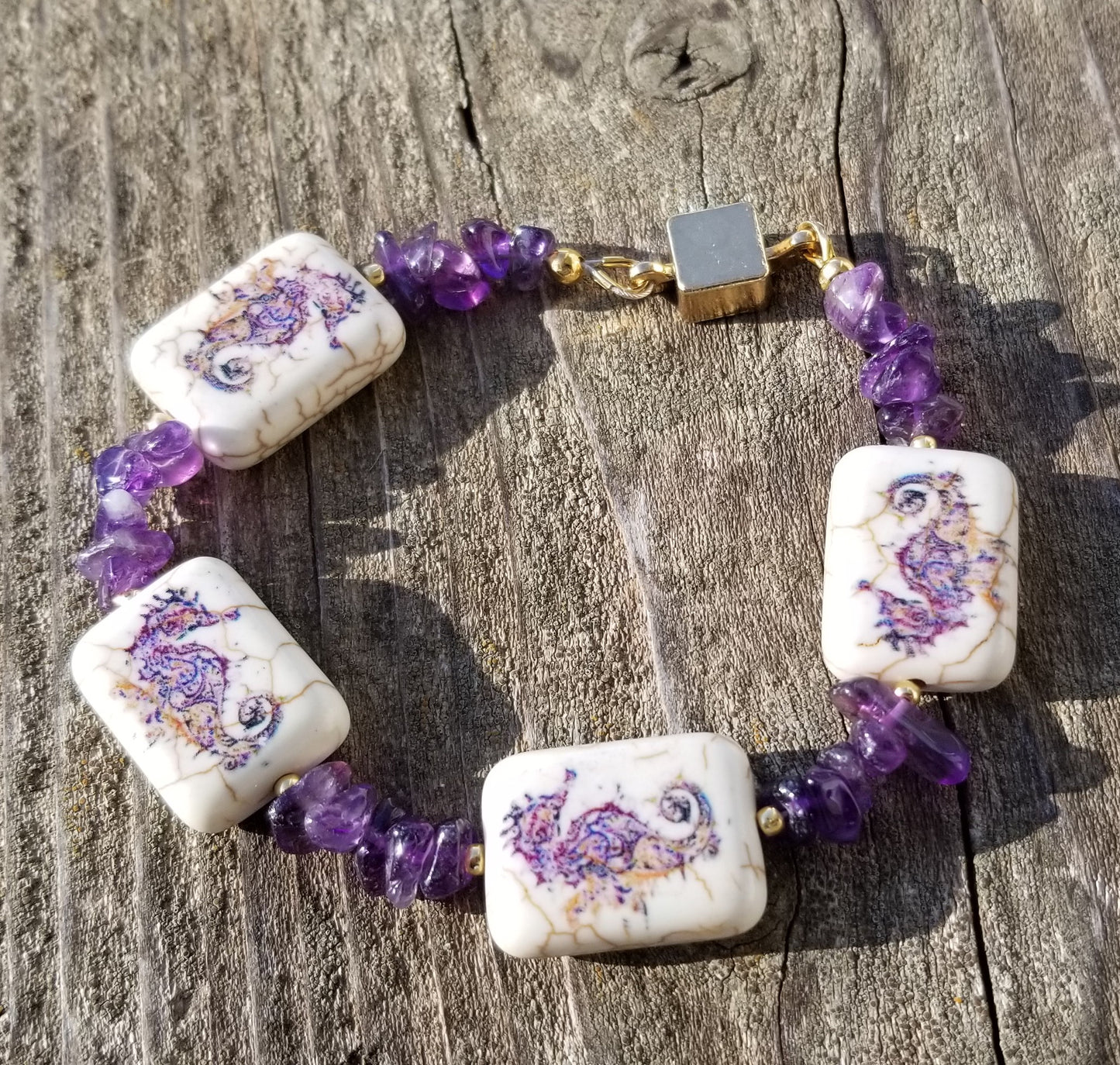 Amethyst Seahorse Bracelet