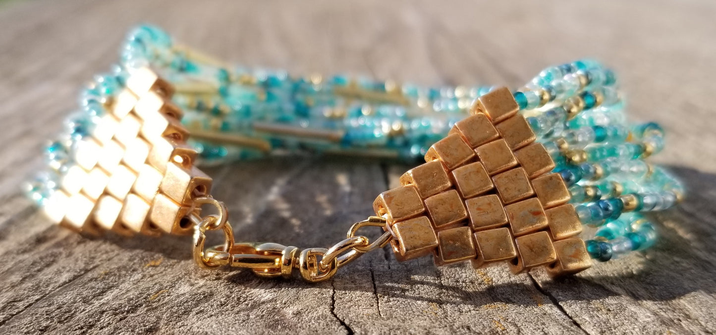 Multistrand Green Beaded Bracelet