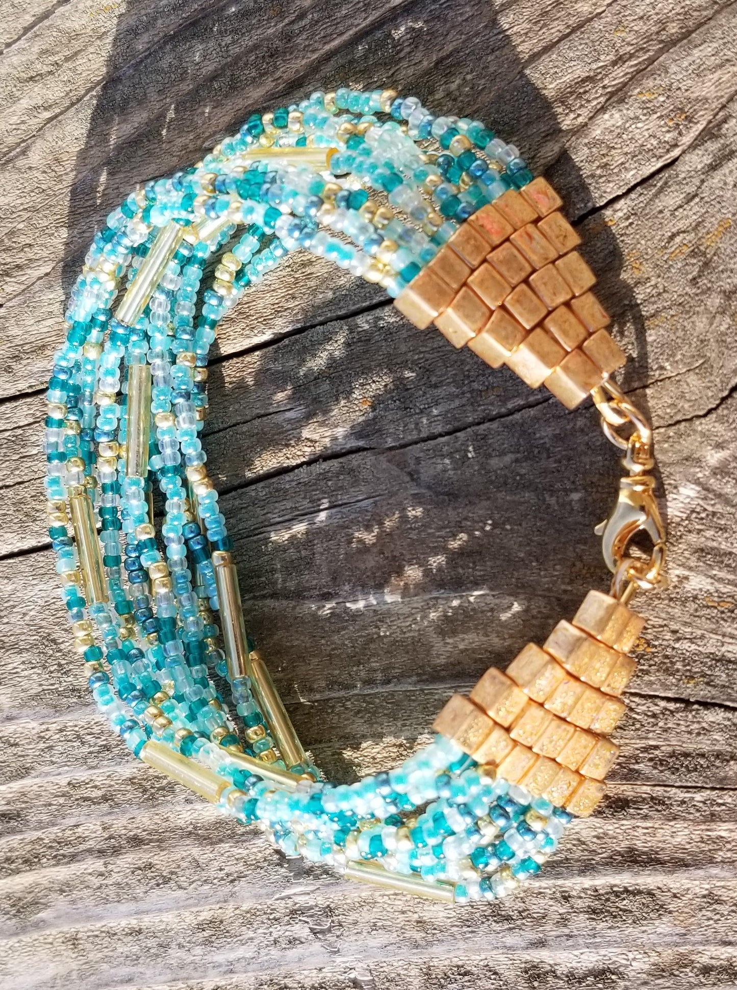 Multistrand Green Beaded Bracelet