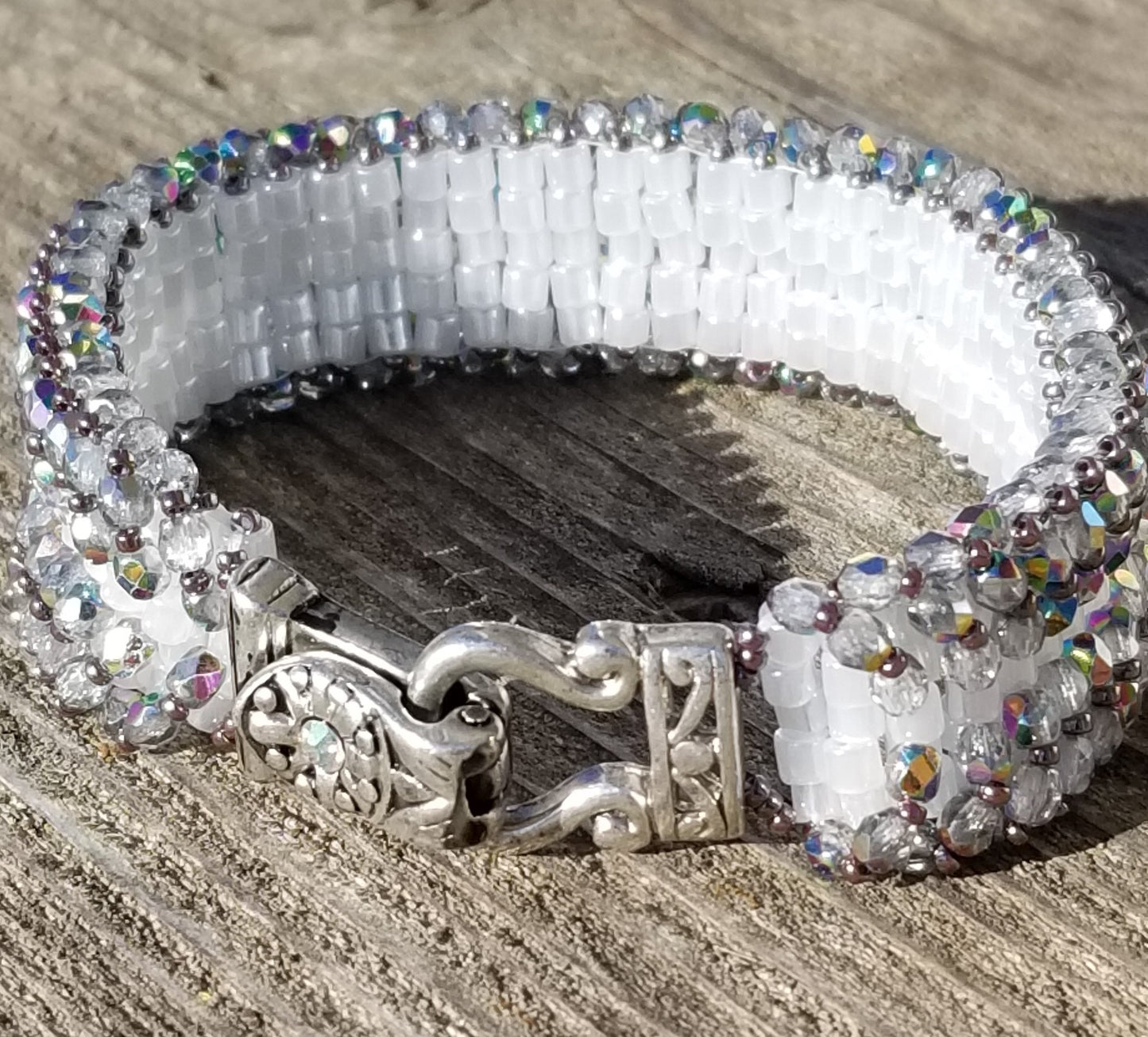 Silver Fire-Polished Bead Bracelet