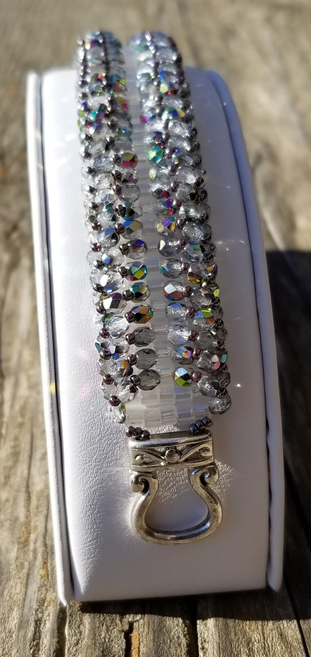 Silver Fire-Polished Bead Bracelet