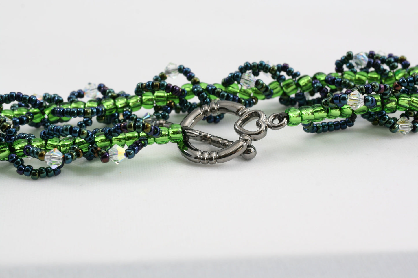 Spiral Rope Beaded Necklace with Heart Toggle Clasp