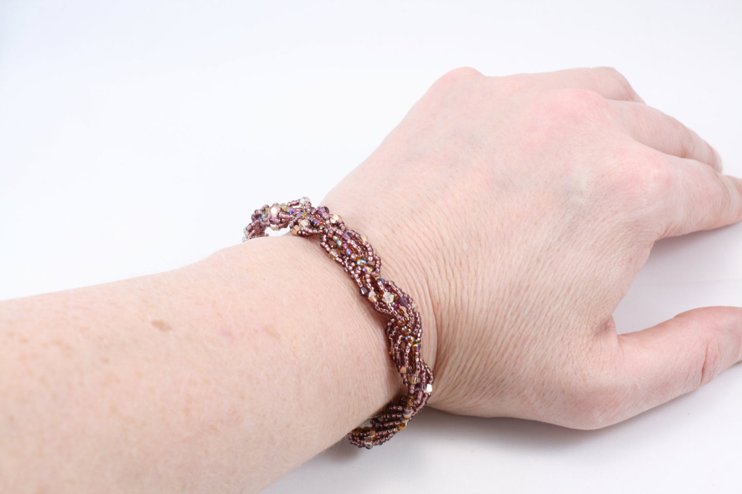 Lavender Spiral Rope Beaded Bracelet with Toggle Clasp
