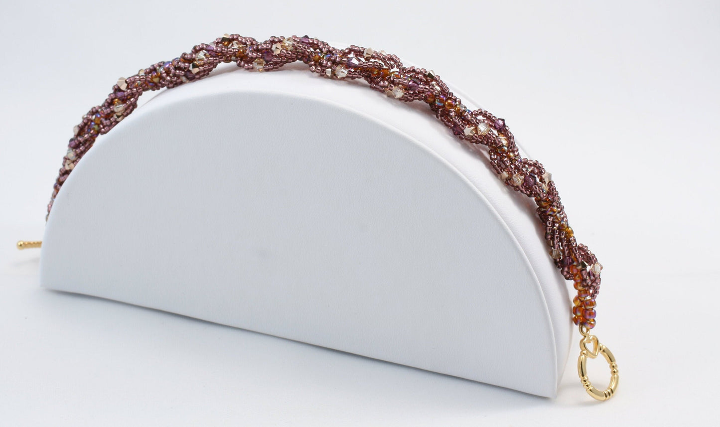 Lavender Spiral Rope Beaded Bracelet with Toggle Clasp