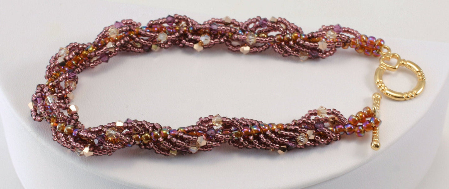 Lavender Spiral Rope Beaded Bracelet with Toggle Clasp