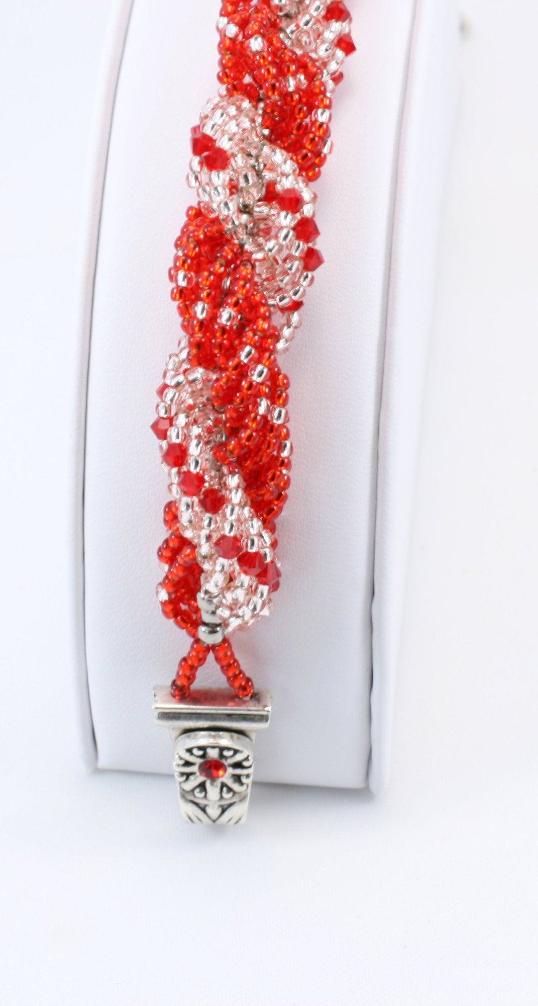 Red Double Spiral Rope Beaded Bracelet
