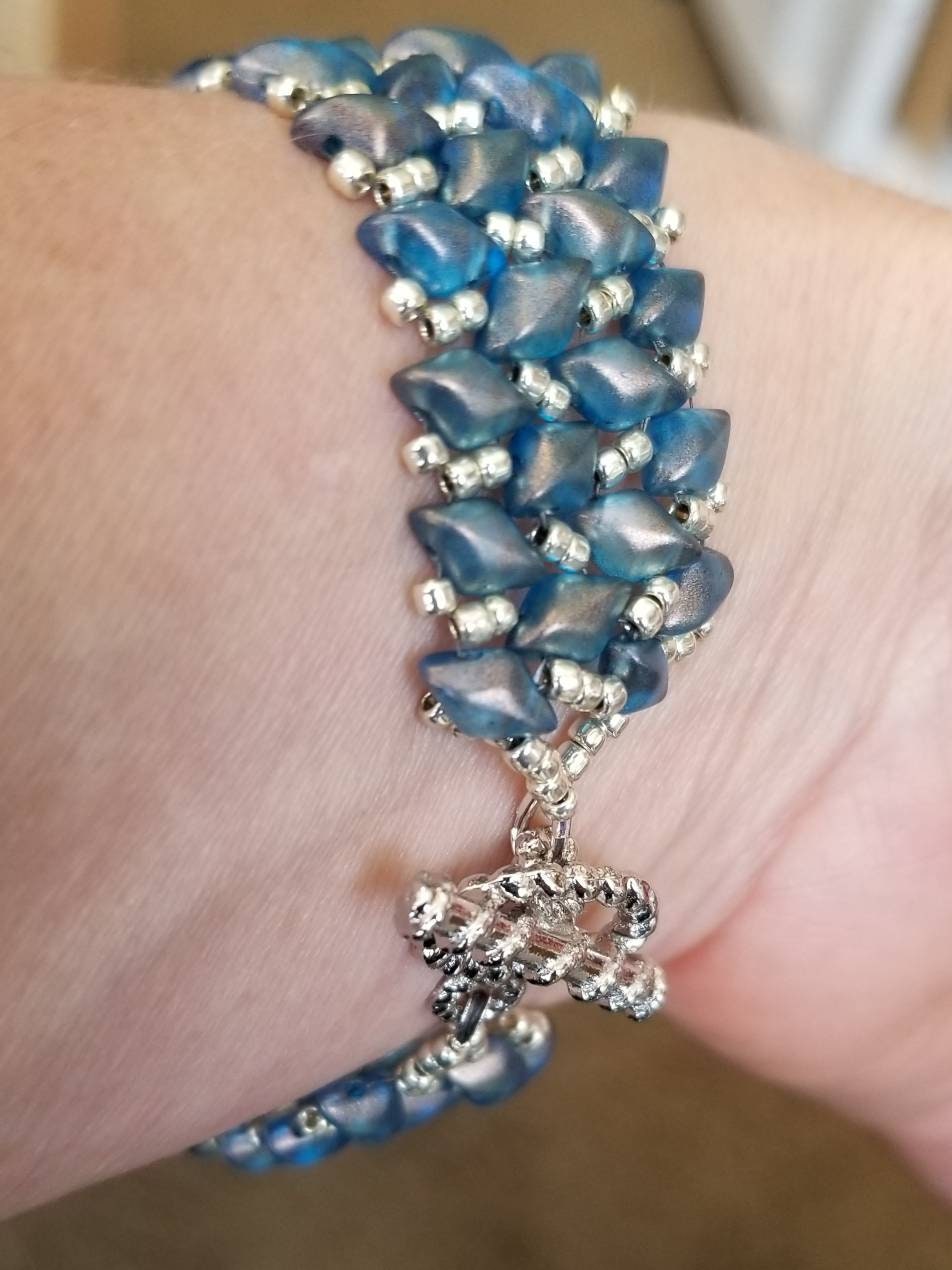 Blue GemDuo Herringbone Bracelet