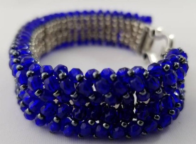 Cobalt Blue Fire-Polished Bead Bracelet