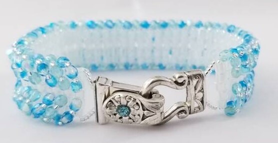 Aqua Fire-Polished Bead Bracelet