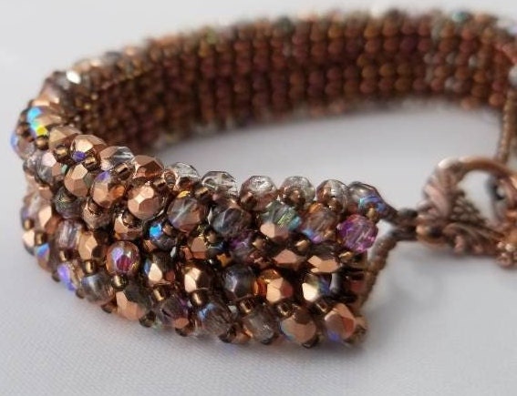 Copper/Bronze Fire-Polished Bead Bracelet