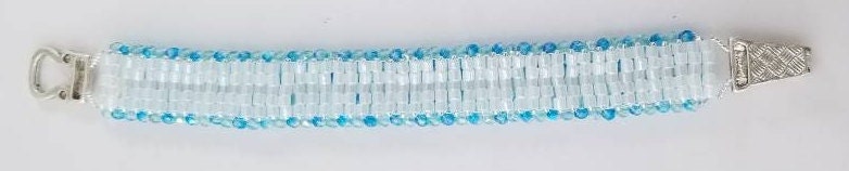 Aqua Fire-Polished Bead Bracelet
