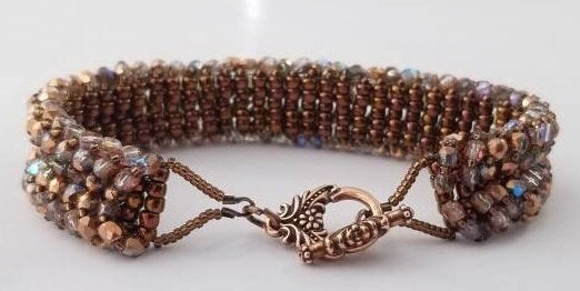 Copper/Bronze Fire-Polished Bead Bracelet