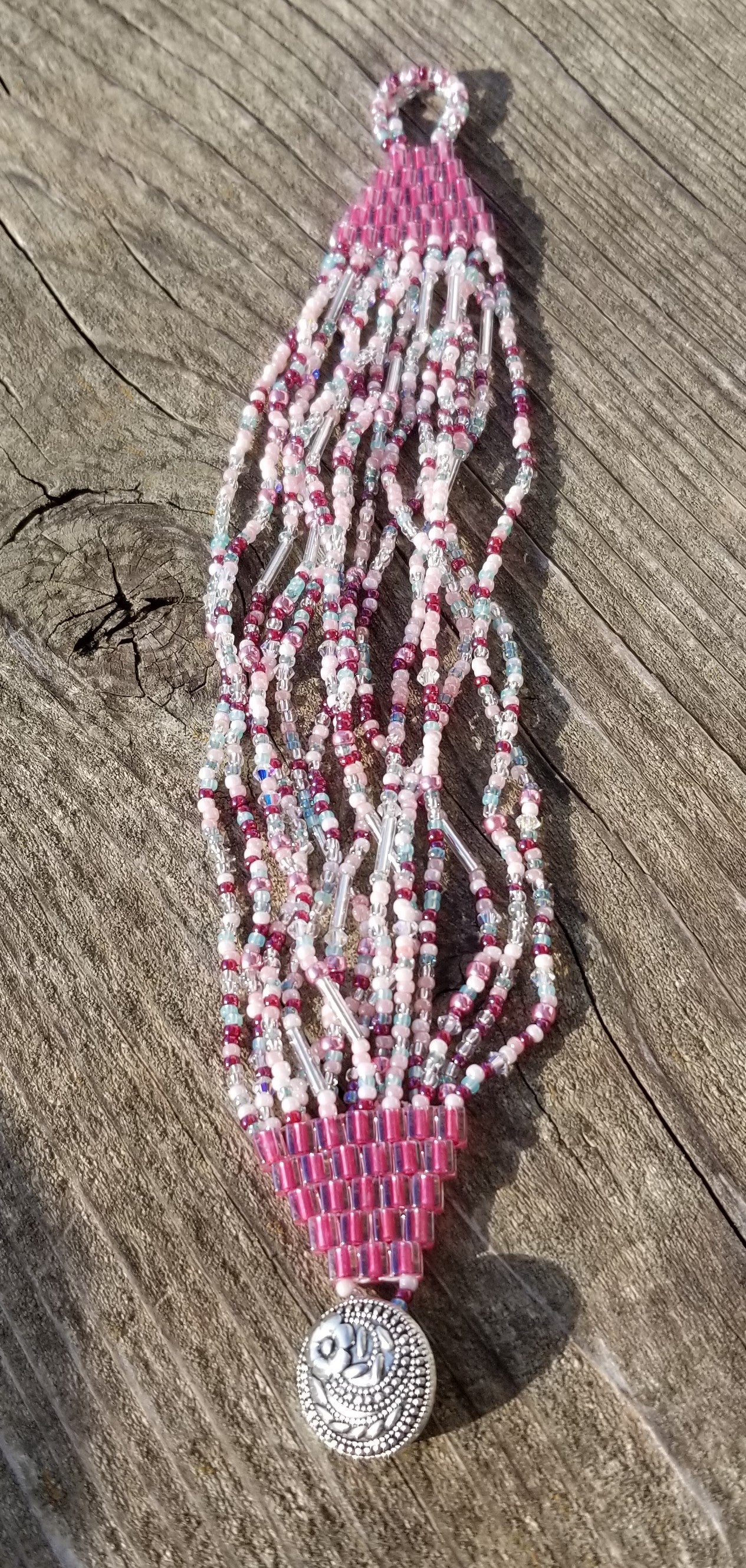 Multistrand Pink Beaded Bracelet