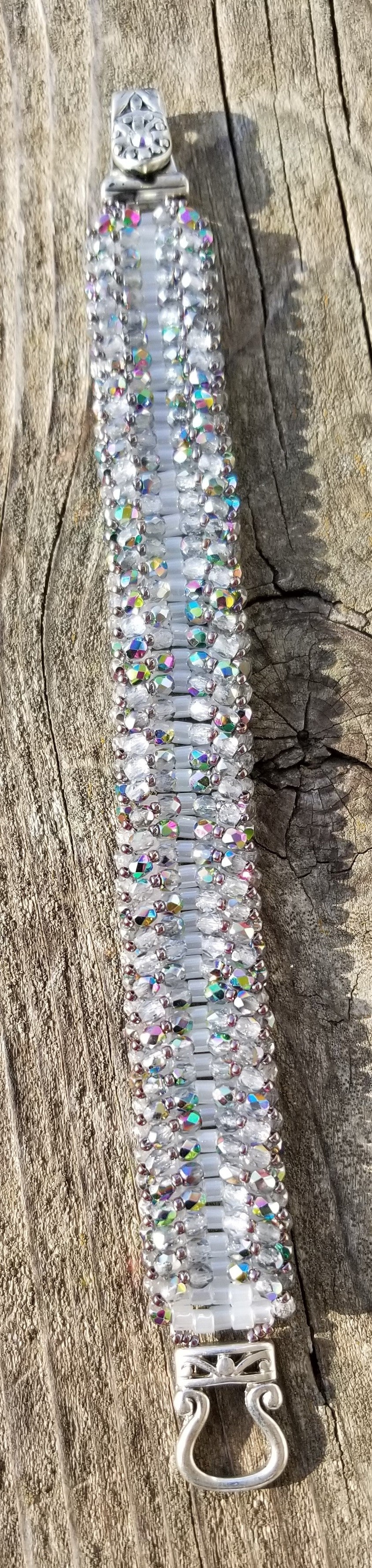 Silver Fire-Polished Bead Bracelet