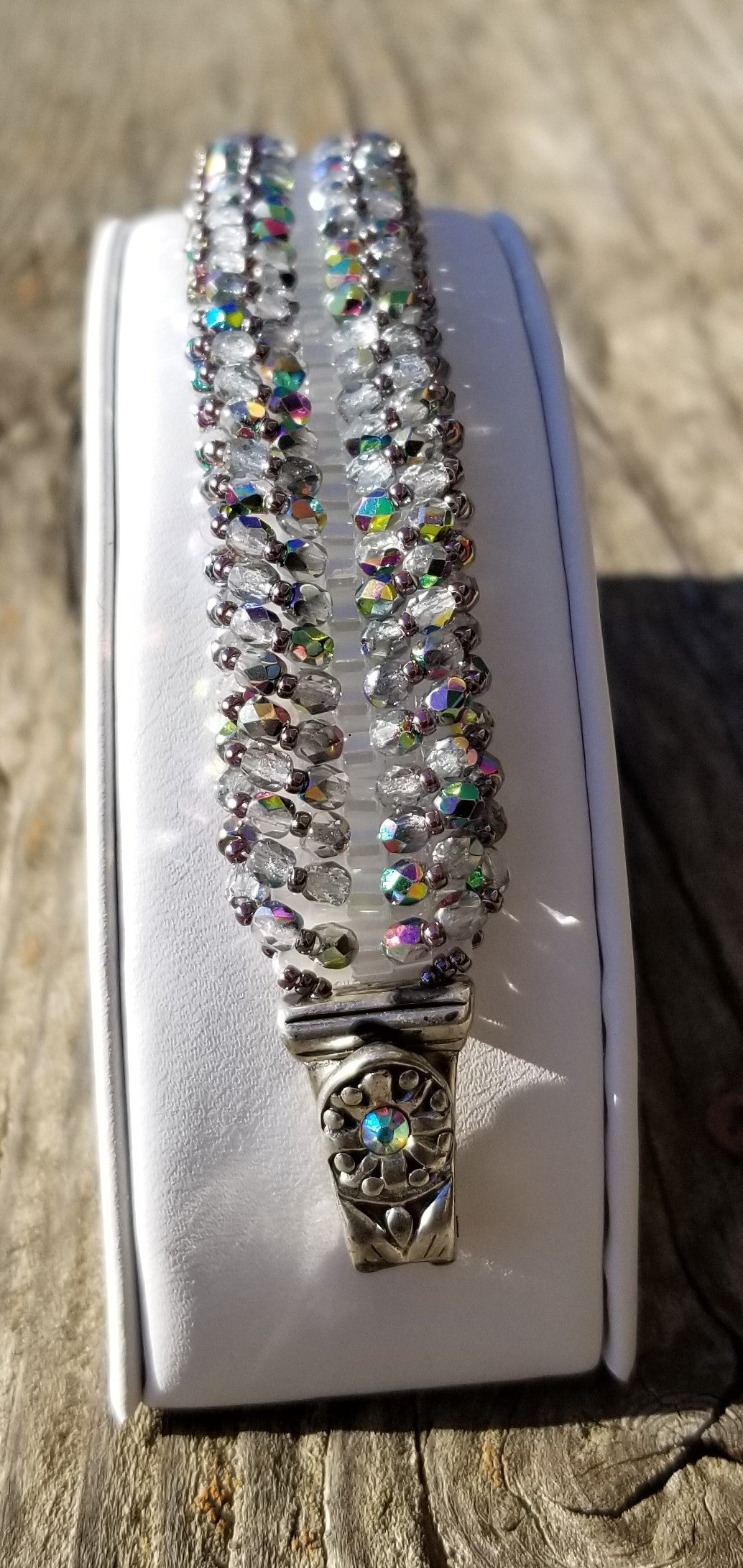 Silver Fire-Polished Bead Bracelet