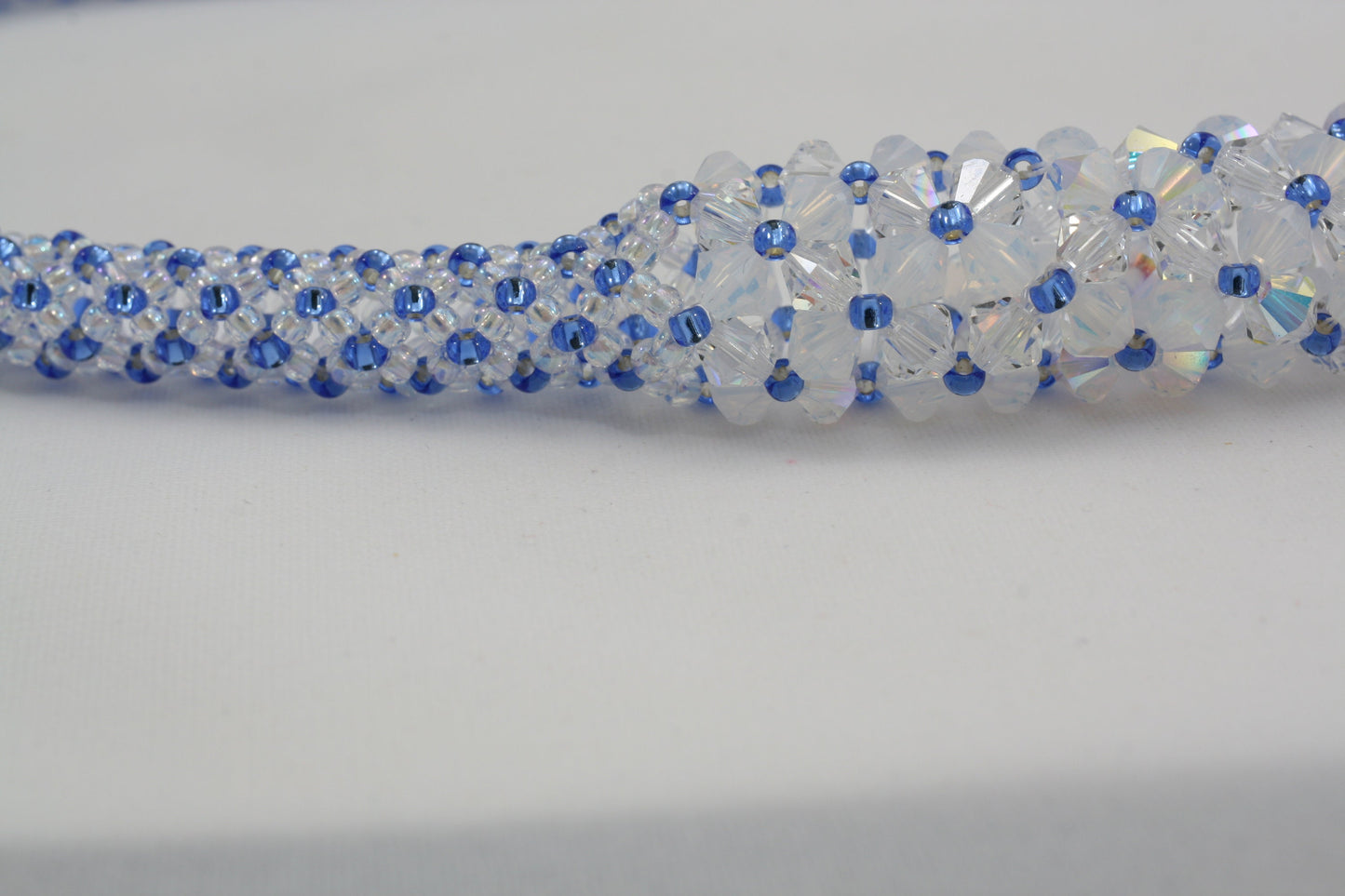 Blue/Crystal “Flower” Beaded Necklace