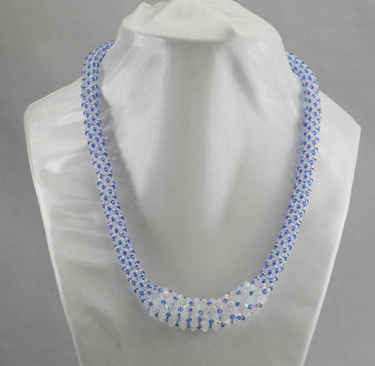 Blue/Crystal “Flower” Beaded Necklace