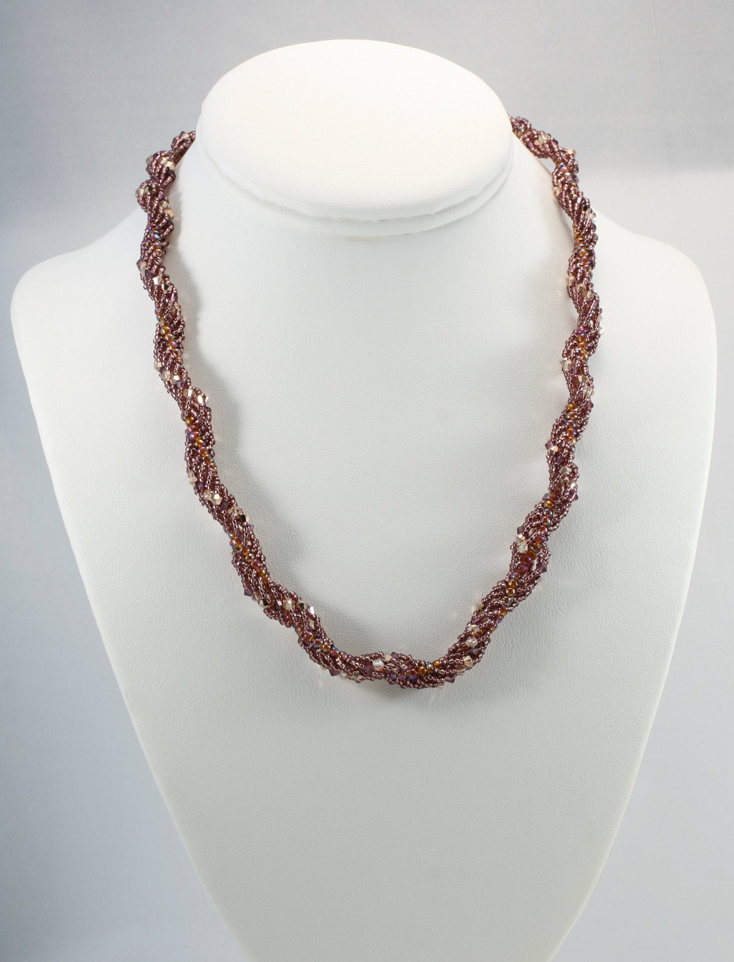 Lavender Spiral Rope Beaded Necklace with Toggle Clasp