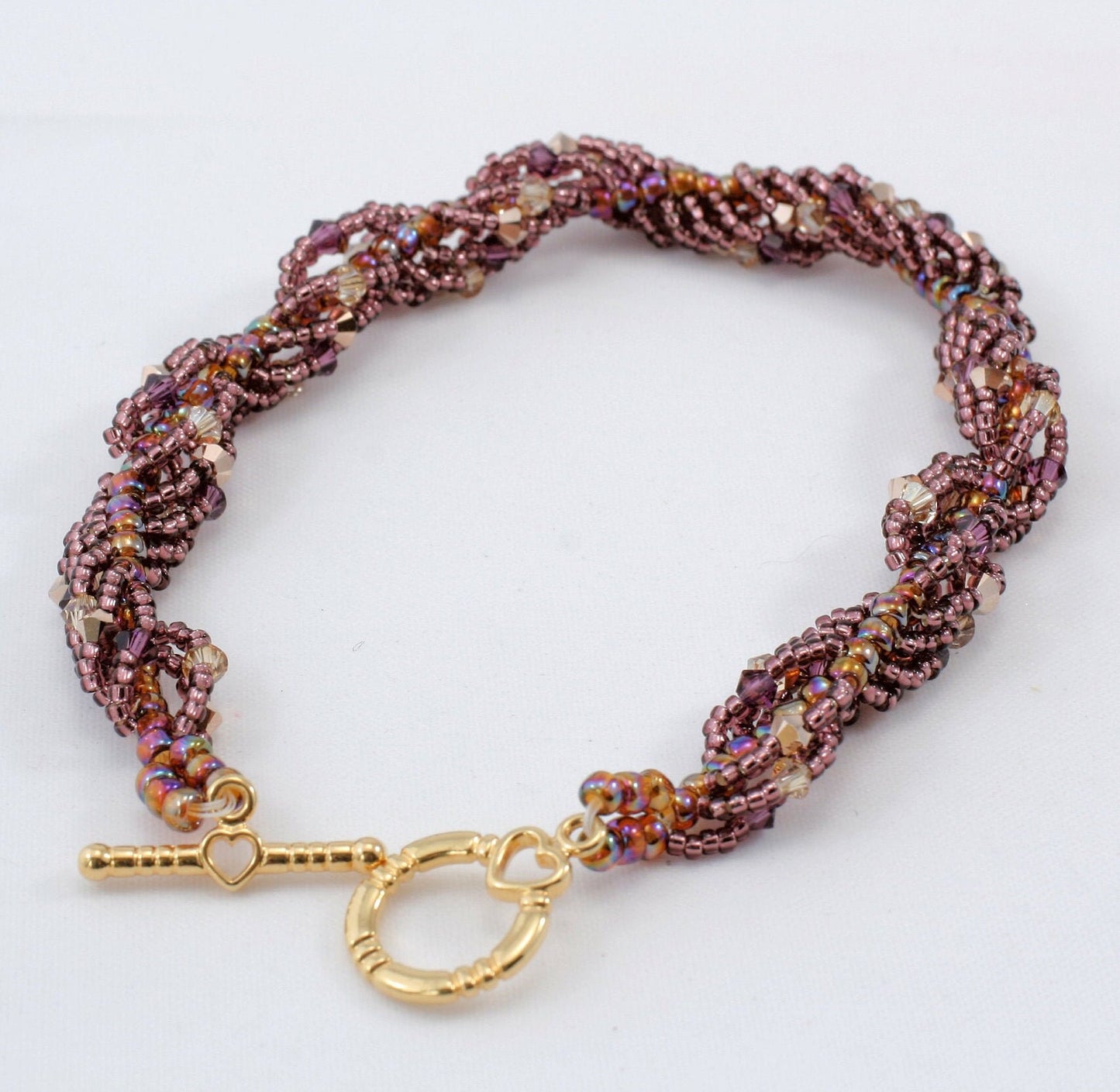 Lavender Spiral Rope Beaded Bracelet with Toggle Clasp