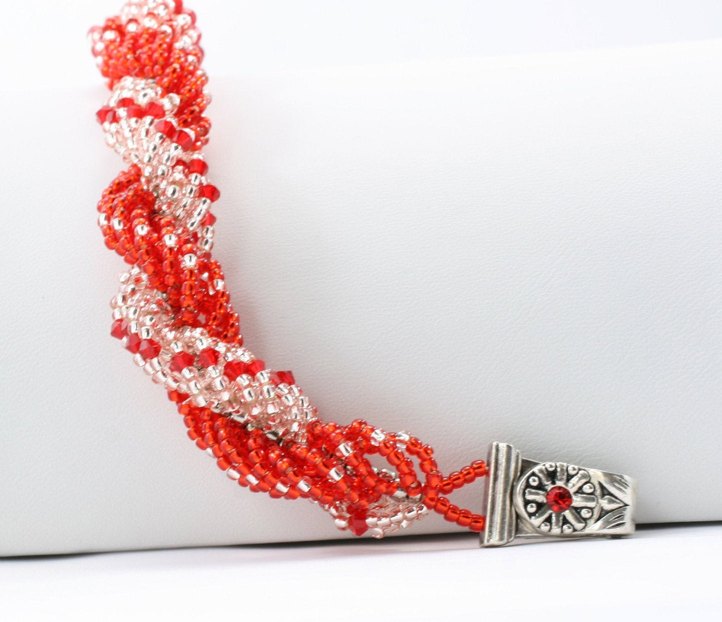Red Double Spiral Rope Beaded Bracelet