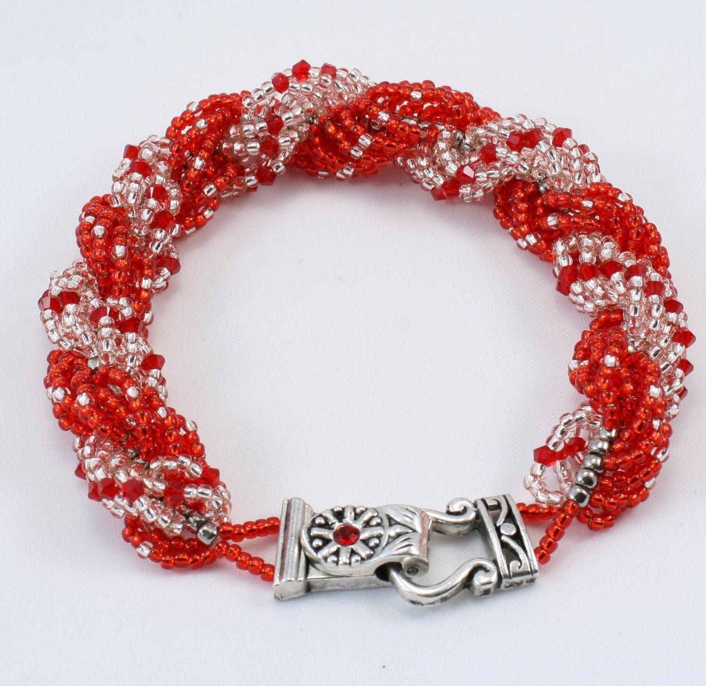 Red Double Spiral Rope Beaded Bracelet