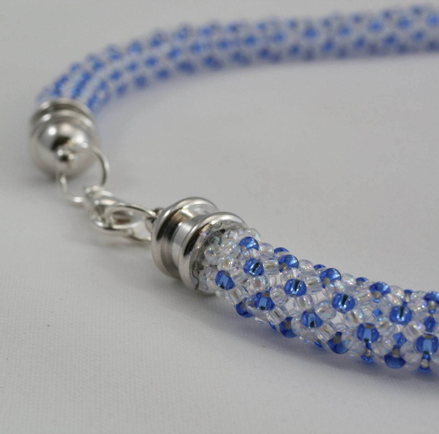 Blue/Crystal “Flower” Beaded Necklace