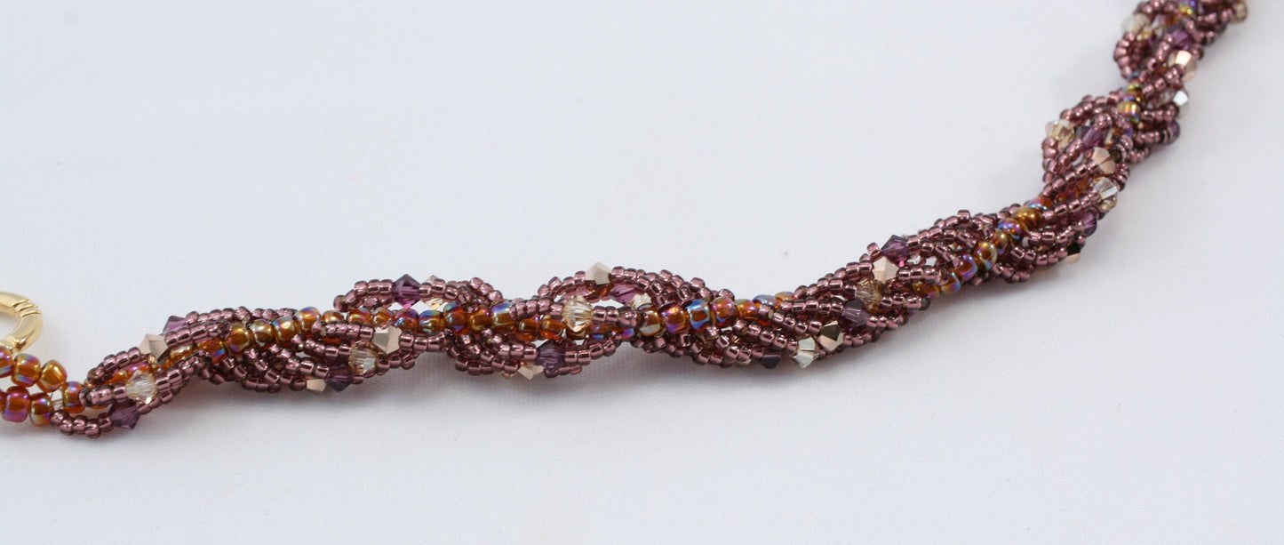 Lavender Spiral Rope Beaded Necklace with Toggle Clasp