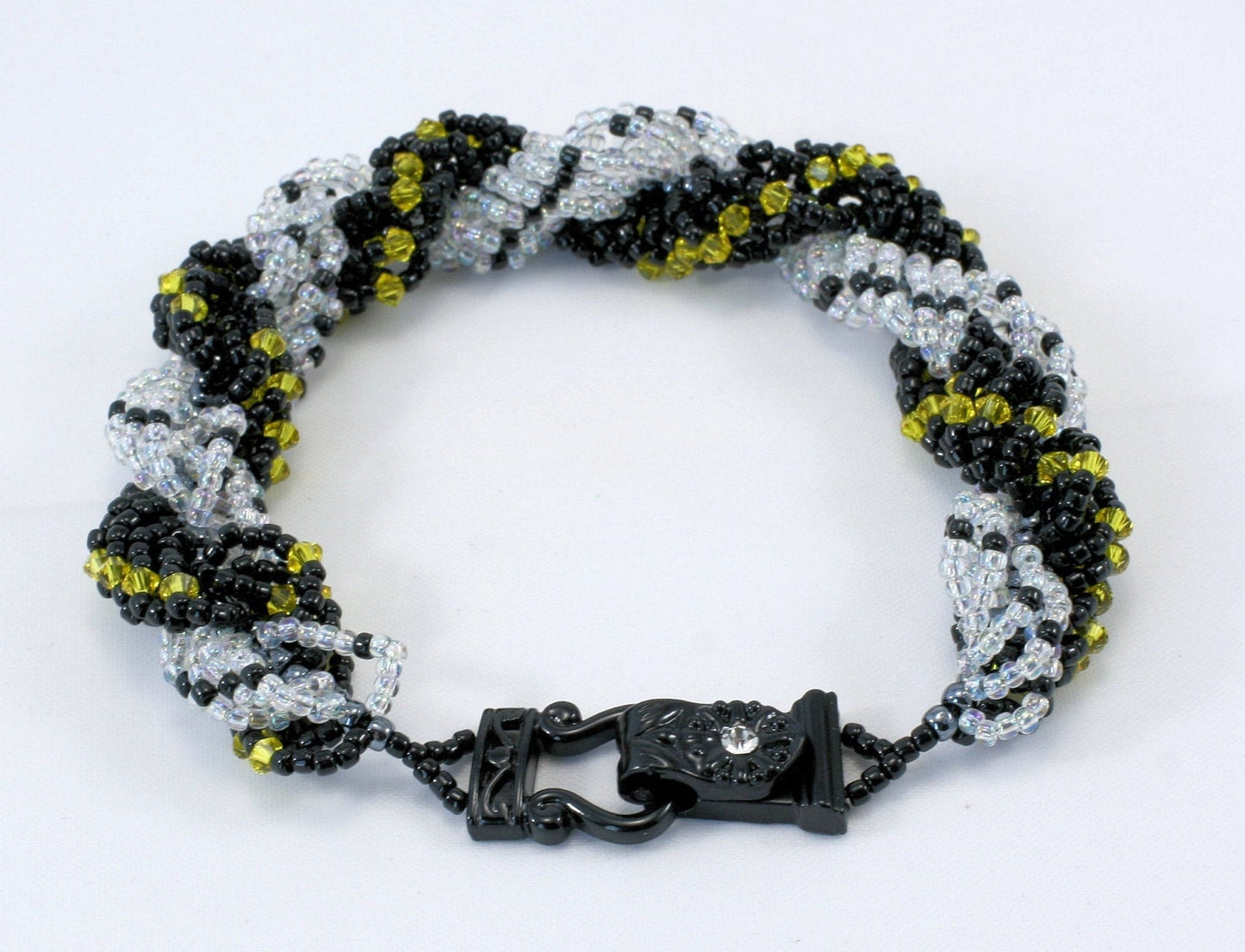 Black/Yellow Double Spiral Rope Beaded Bracelet