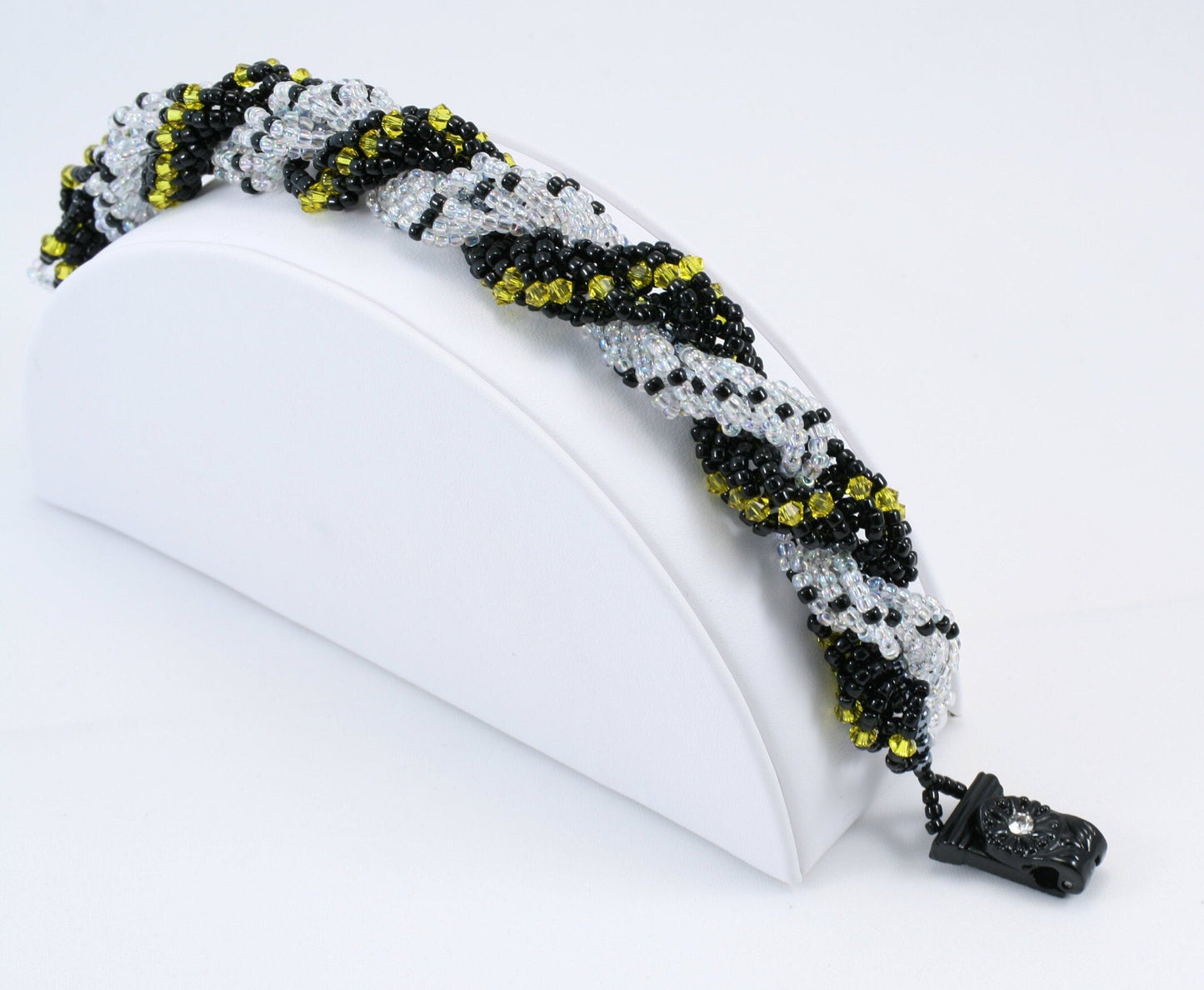 Black/Yellow Double Spiral Rope Beaded Bracelet