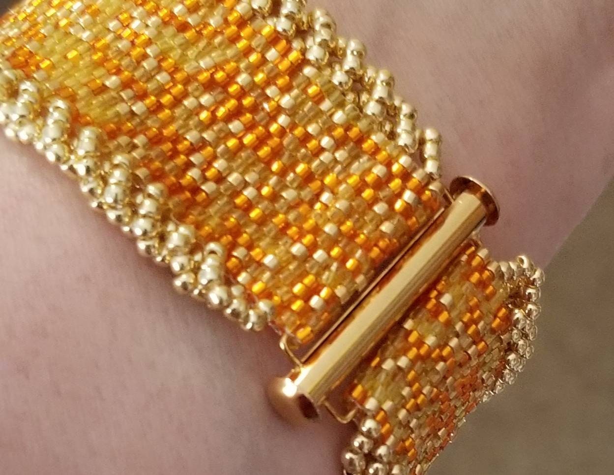 Mixed Seed Bead Yellow/Orange/Gold Bracelet