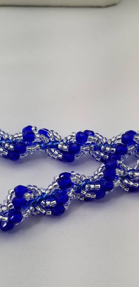 Blue/White Single Spiral Rope Necklace with Extender