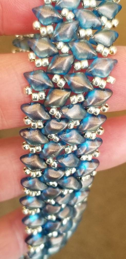Blue GemDuo Herringbone Bracelet