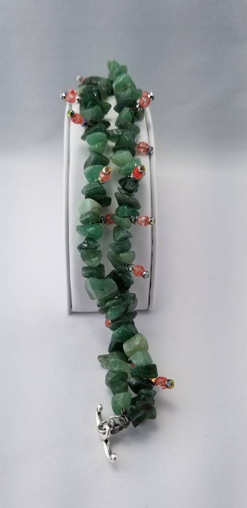 Green Aventurine Gemstone Cactus Bracelet