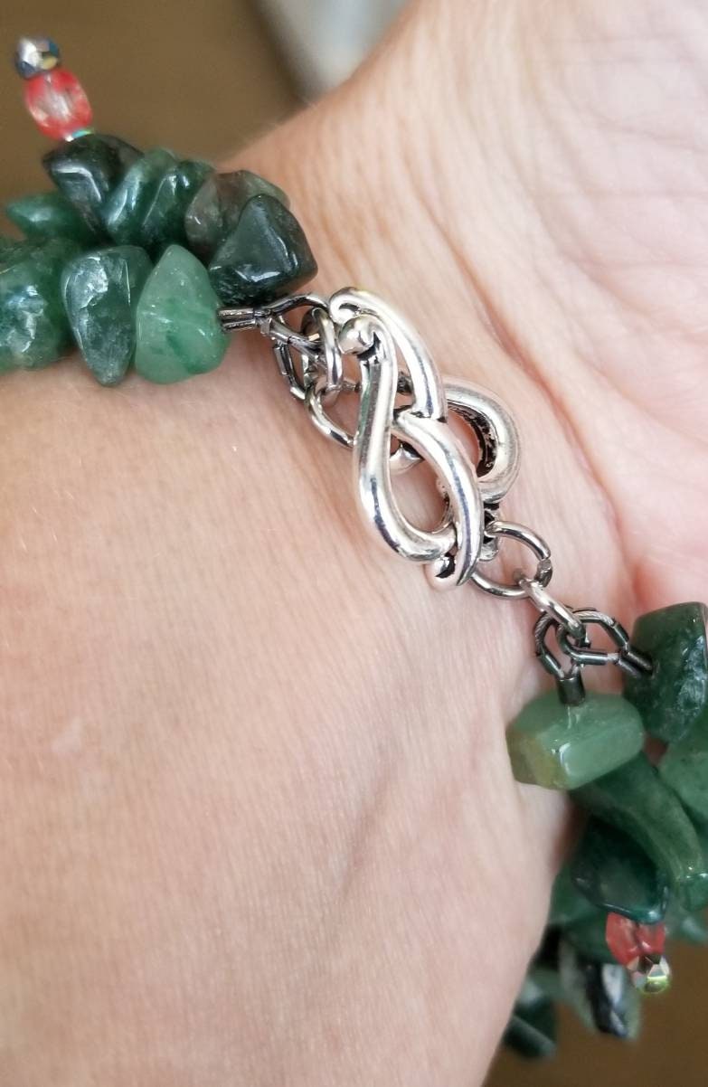 Green Aventurine Gemstone Cactus Bracelet