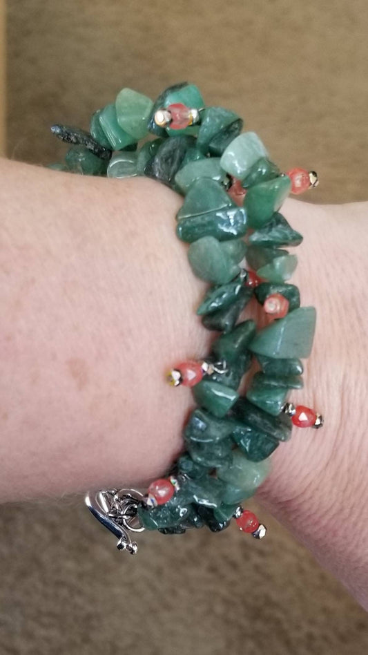 Green Aventurine Gemstone Cactus Bracelet