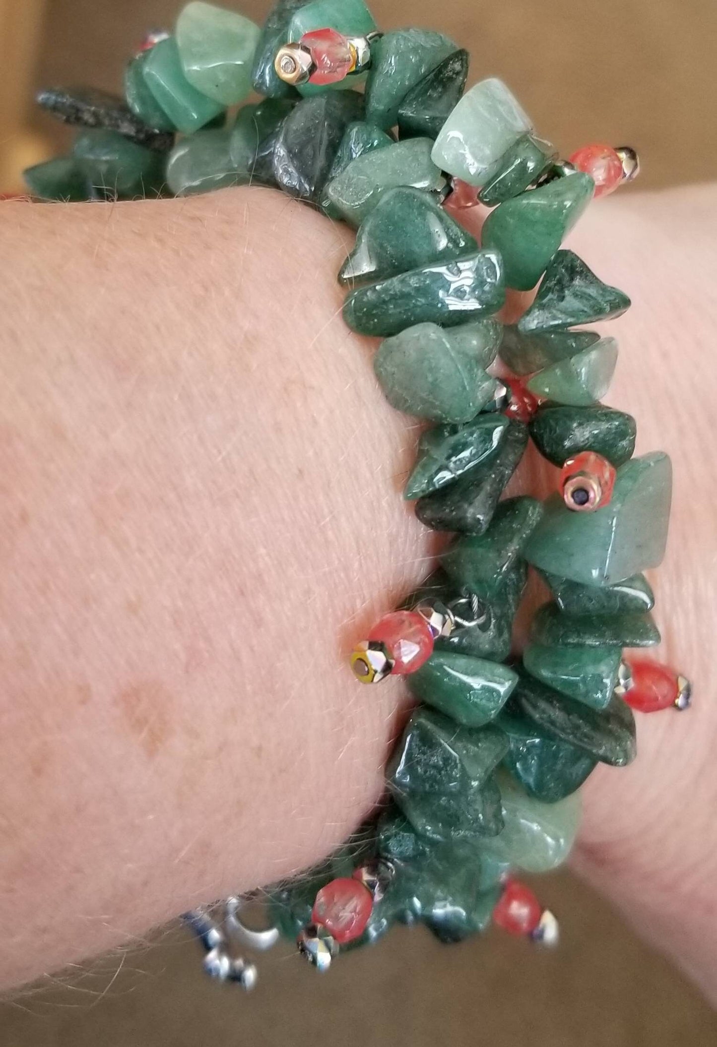 Green Aventurine Gemstone Cactus Bracelet