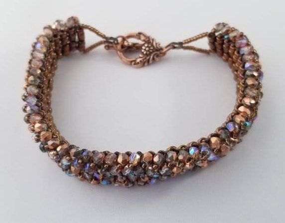 Copper/Bronze Fire-Polished Bead Bracelet