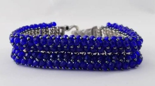 Cobalt Blue Fire-Polished Bead Bracelet