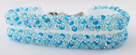 Aqua Fire-Polished Bead Bracelet